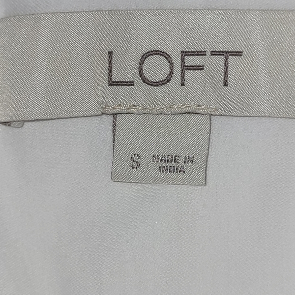 Loft White Embroidered Button-Up Blouse with Cap Short Sleeves Size Small - Picture 6 of 10